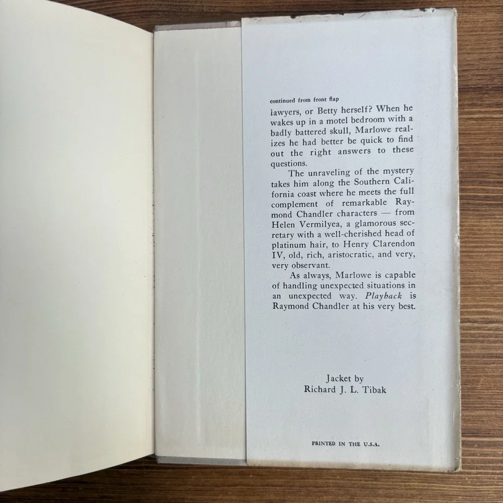 Playback Raymond Chandler 1958 BCE Hardcover Dust Jacket Philip Marlowe Novel
